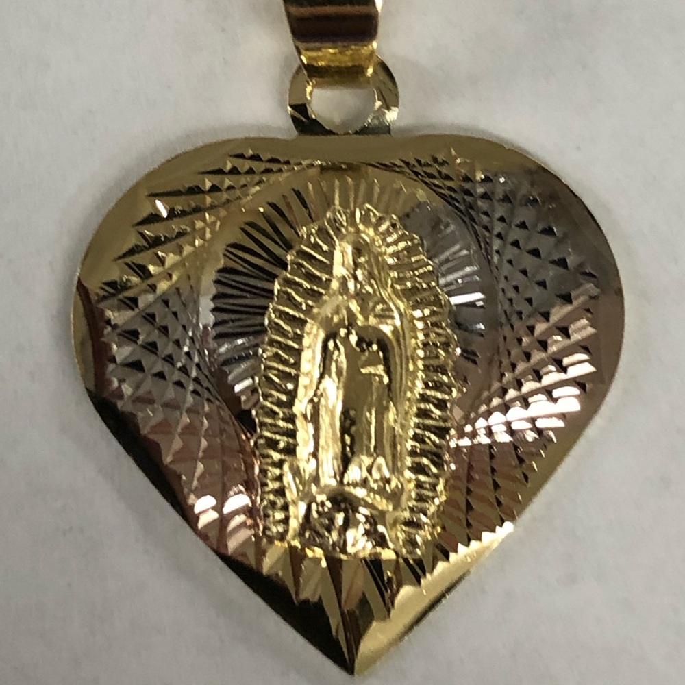 Virgin de Guadalupe in Heart Pendant Necklace